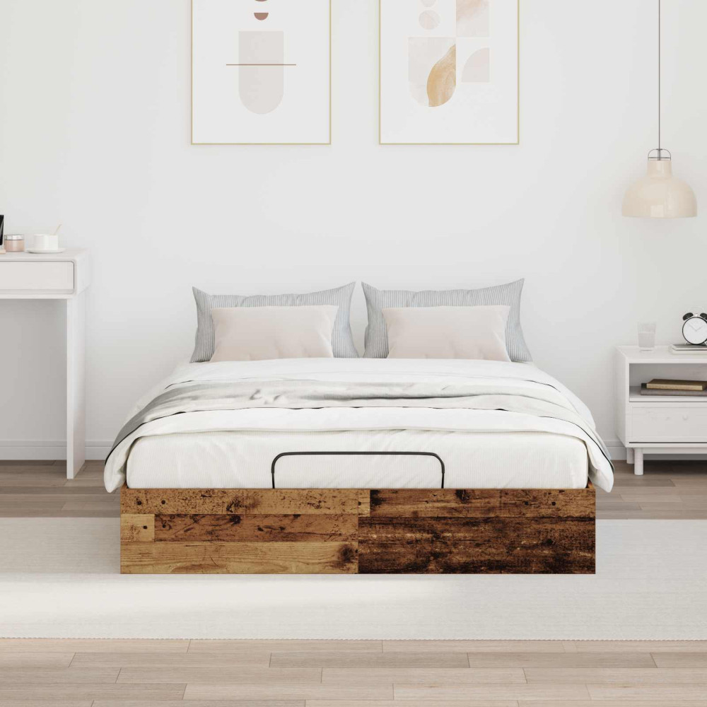 Produktbild för Ottoman Sängram Gammalt trä 193 x 135 x 25 cm Konstruerat trä
