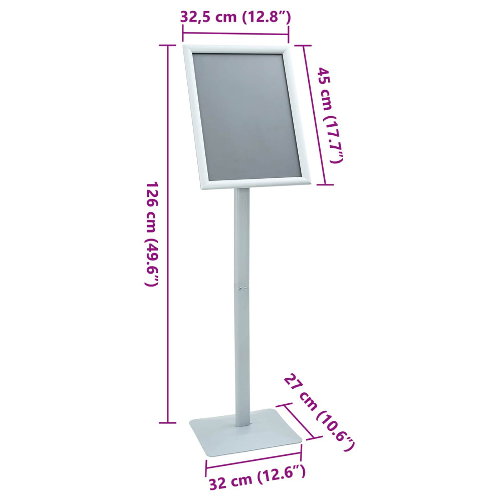 Produktbild för Pedestal affischställ Silver 32,5 x 27 x 126 cm Gjutjärn