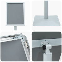 Produktbild för Pedestal affischställ Silver 32,5 x 27 x 126 cm Gjutjärn
