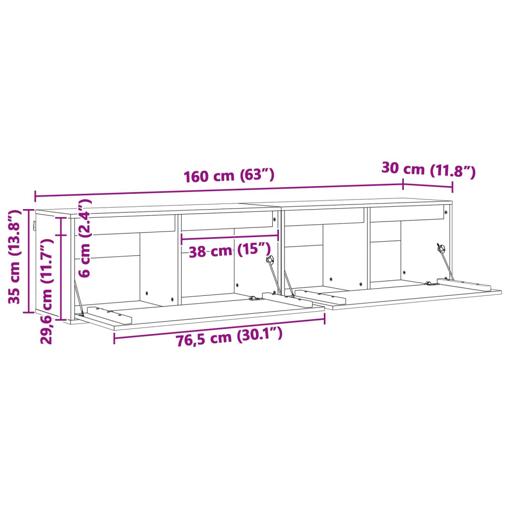Produktbild för Väggskåp med hylla 2 pcs Vaxbrun 80 x 30 x 35 cm Massiv furu