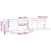 Produktbild för Väggskåp med hylla 2 pcs Vaxbrun 80 x 30 x 35 cm Massiv furu