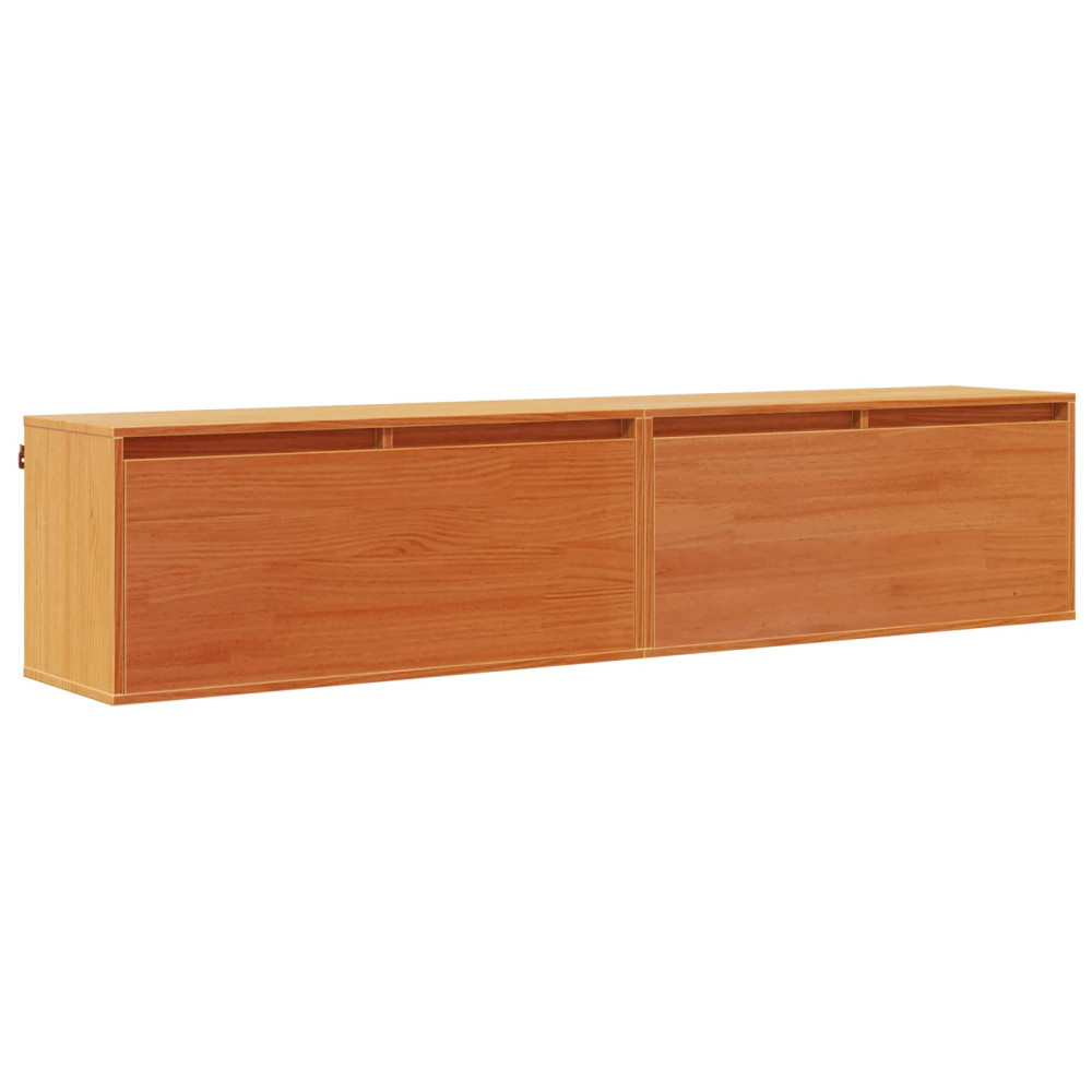 Produktbild för Väggskåp med hylla 2 pcs Vaxbrun 80 x 30 x 35 cm Massiv furu