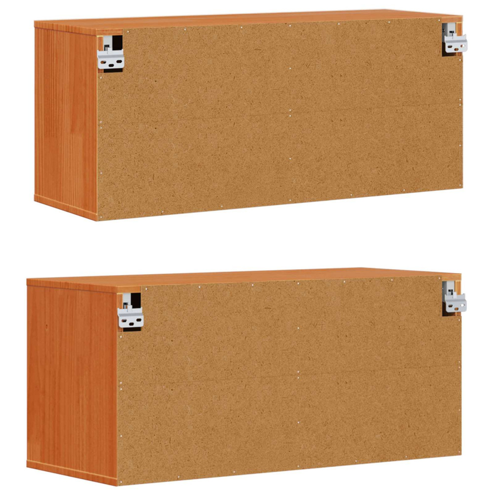 Produktbild för Väggskåp med hylla 2 pcs Vaxbrun 80 x 30 x 35 cm Massiv furu