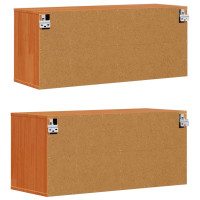 Produktbild för Väggskåp med hylla 2 pcs Vaxbrun 80 x 30 x 35 cm Massiv furu