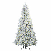 Produktbild för Plast Hingad Julgran med 300 LED-lampor Vit 240 cm PE och PVC