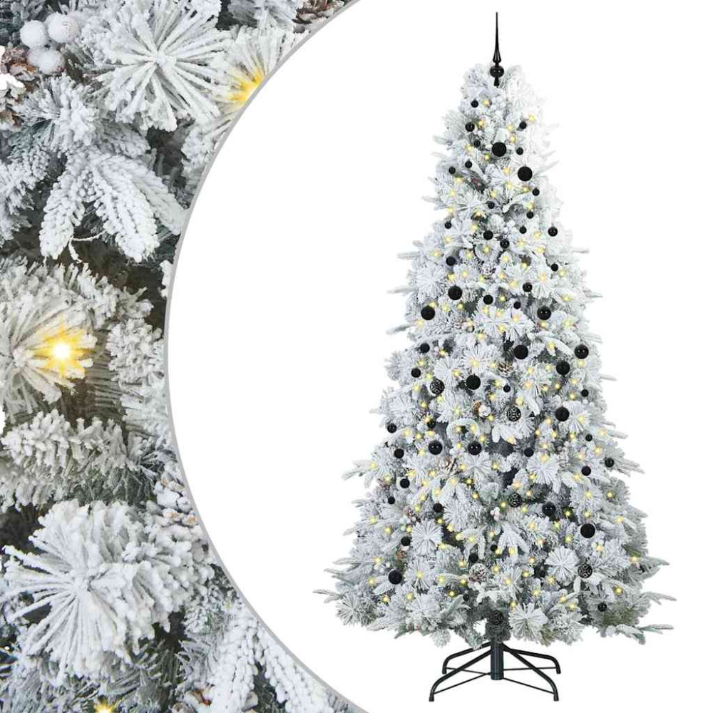 Produktbild för Plast Hingad Julgran med 300 LED-lampor Vit 240 cm PE och PVC