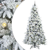 Produktbild för Plast Hingad Julgran med 300 LED-lampor Vit 240 cm PE och PVC