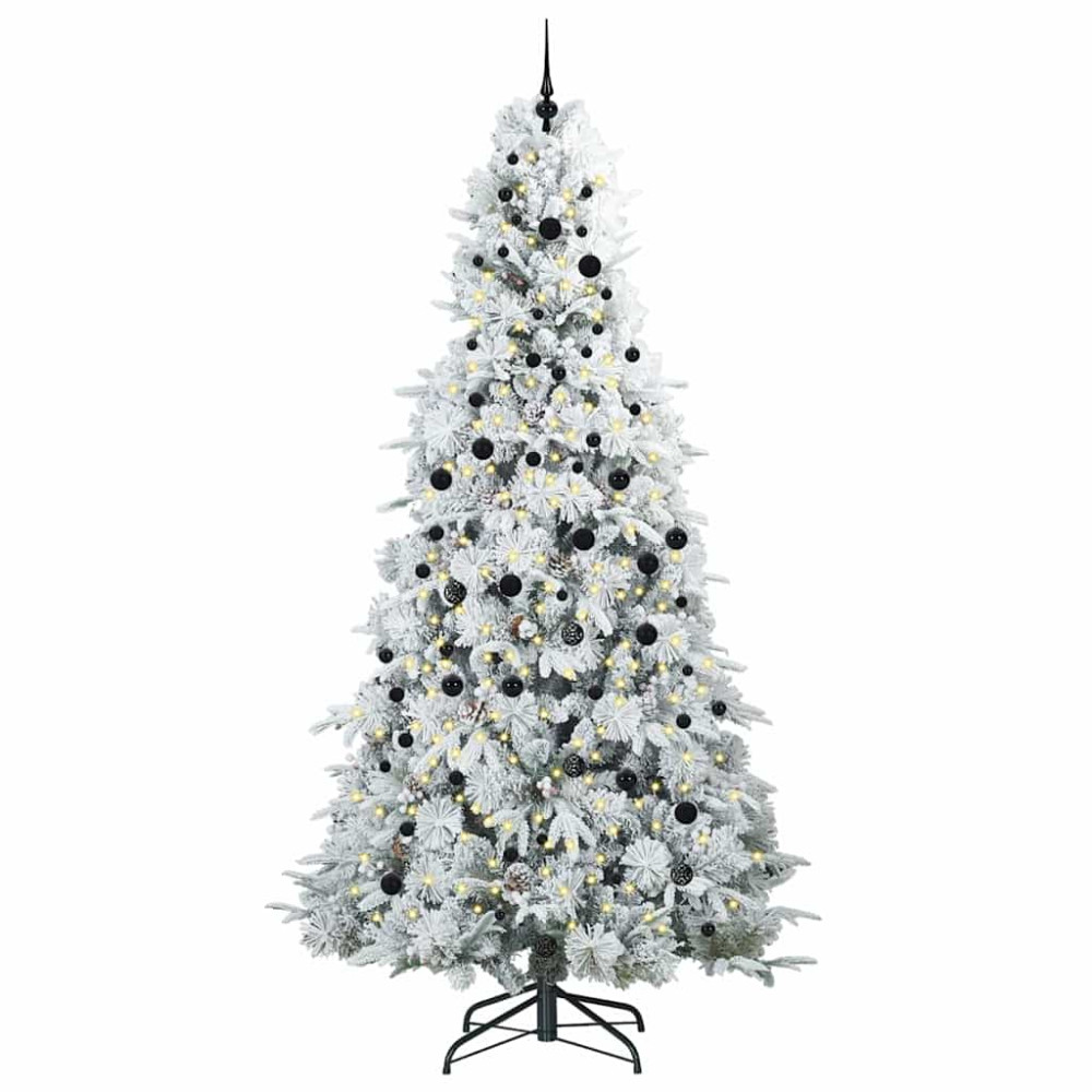 Produktbild för Plast Hingad Julgran med 300 LED-lampor Vit 240 cm PE och PVC