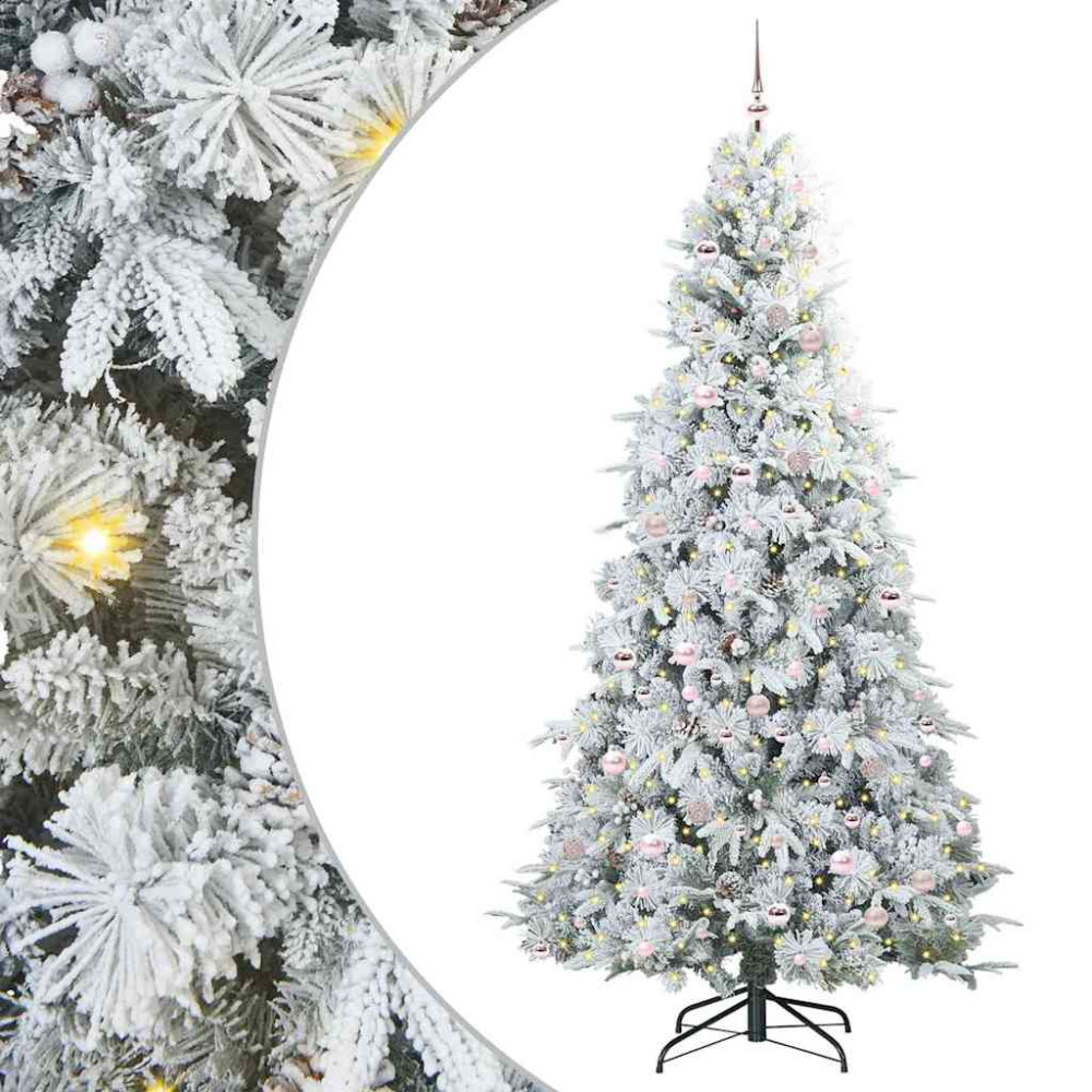 Produktbild för Plast Hingad Julgran med 300 LED-lampor Vit 240 cm PE och PVC