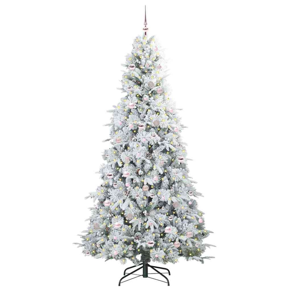 Produktbild för Plast Hingad Julgran med 300 LED-lampor Vit 240 cm PE och PVC
