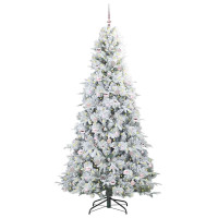 Produktbild för Plast Hingad Julgran med 300 LED-lampor Vit 240 cm PE och PVC