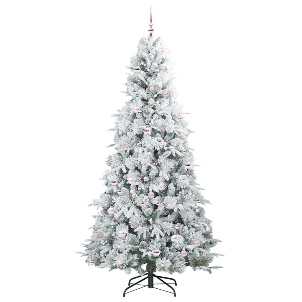 Produktbild för Plast Hingad Julgran med 300 LED-lampor Vit 240 cm PE och PVC