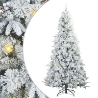 Produktbild för Plast Hingad Julgran med 300 LED-lampor Vit 240 cm PE och PVC