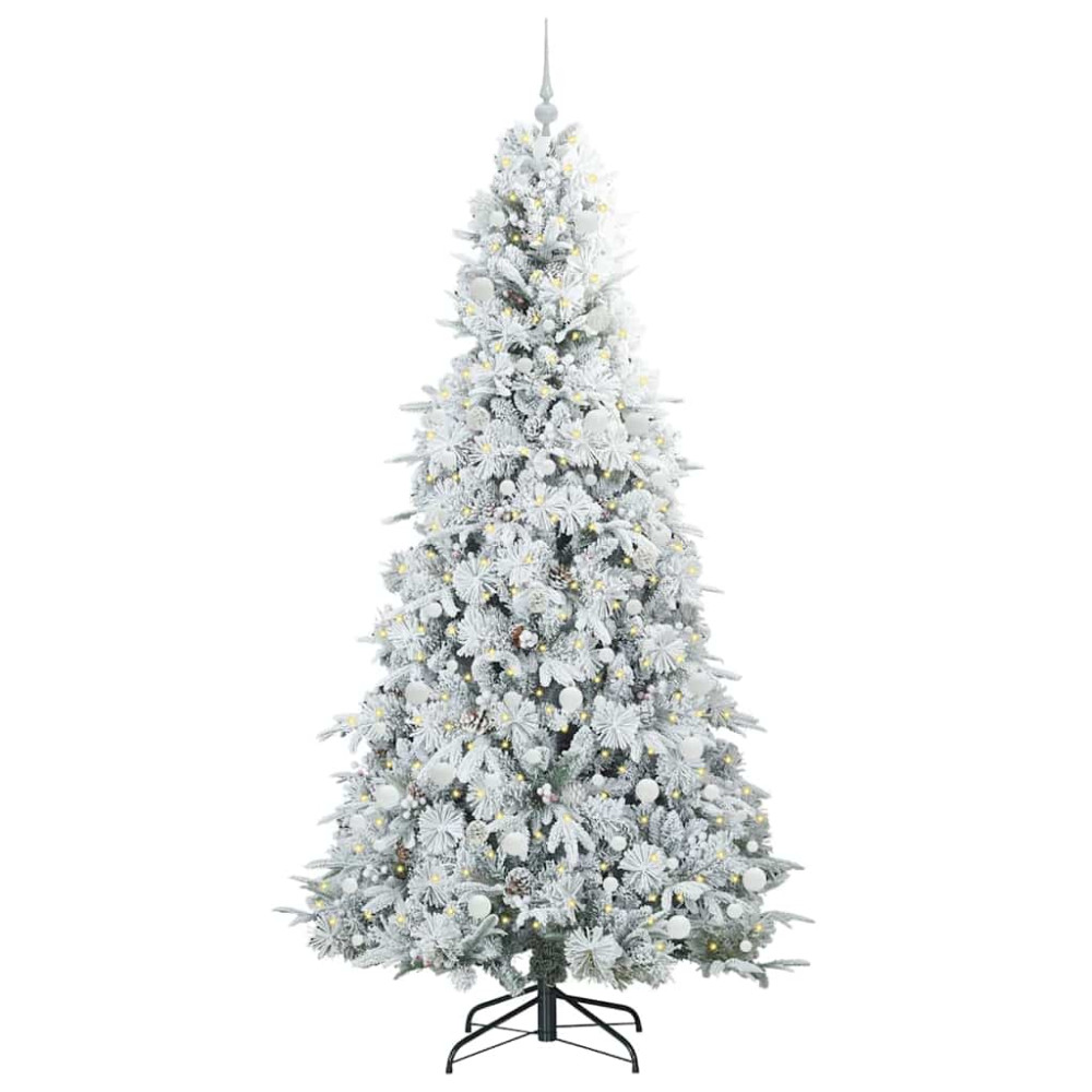 Produktbild för Plast Hingad Julgran med 300 LED-lampor Vit 240 cm PE och PVC
