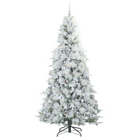Produktbild för Plast Hingad Julgran med 300 LED-lampor Vit 240 cm PE och PVC