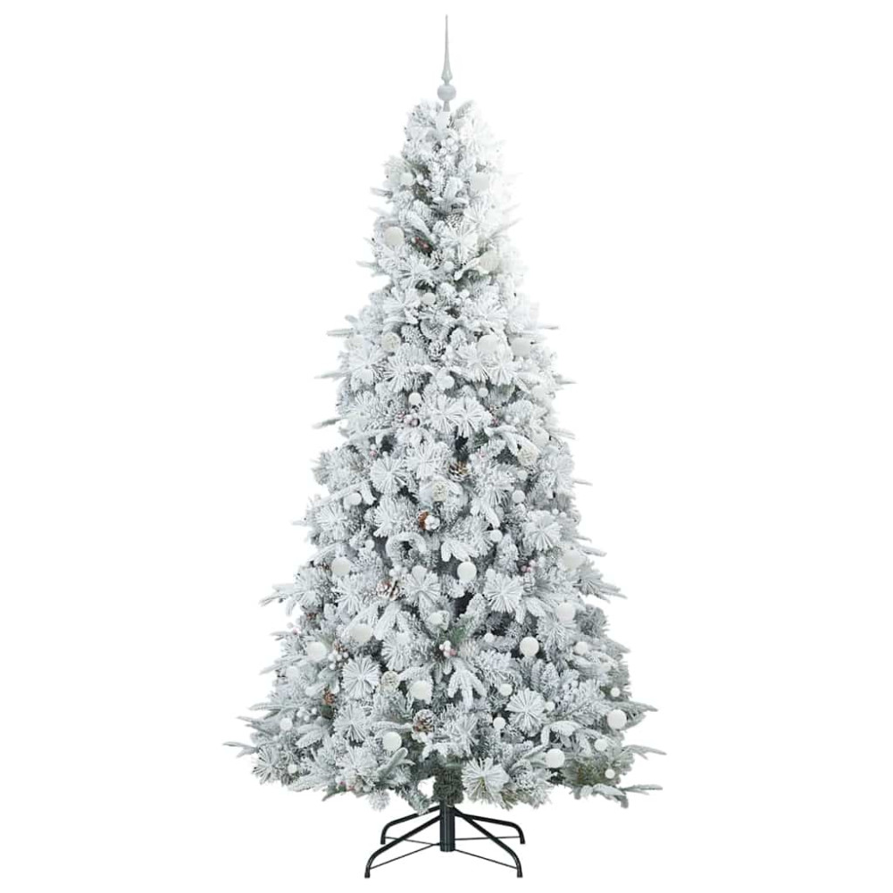 Produktbild för Plast Hingad Julgran med 300 LED-lampor Vit 240 cm PE och PVC