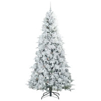 Produktbild för Plast Hingad Julgran med 300 LED-lampor Vit 240 cm PE och PVC