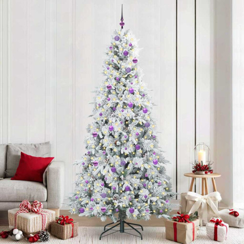 vidaXL Plast Hingad Julgran med 300 LED-lampor Vit 240 cm PE och PVC