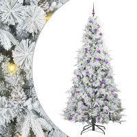 Produktbild för Plast Hingad Julgran med 300 LED-lampor Vit 240 cm PE och PVC