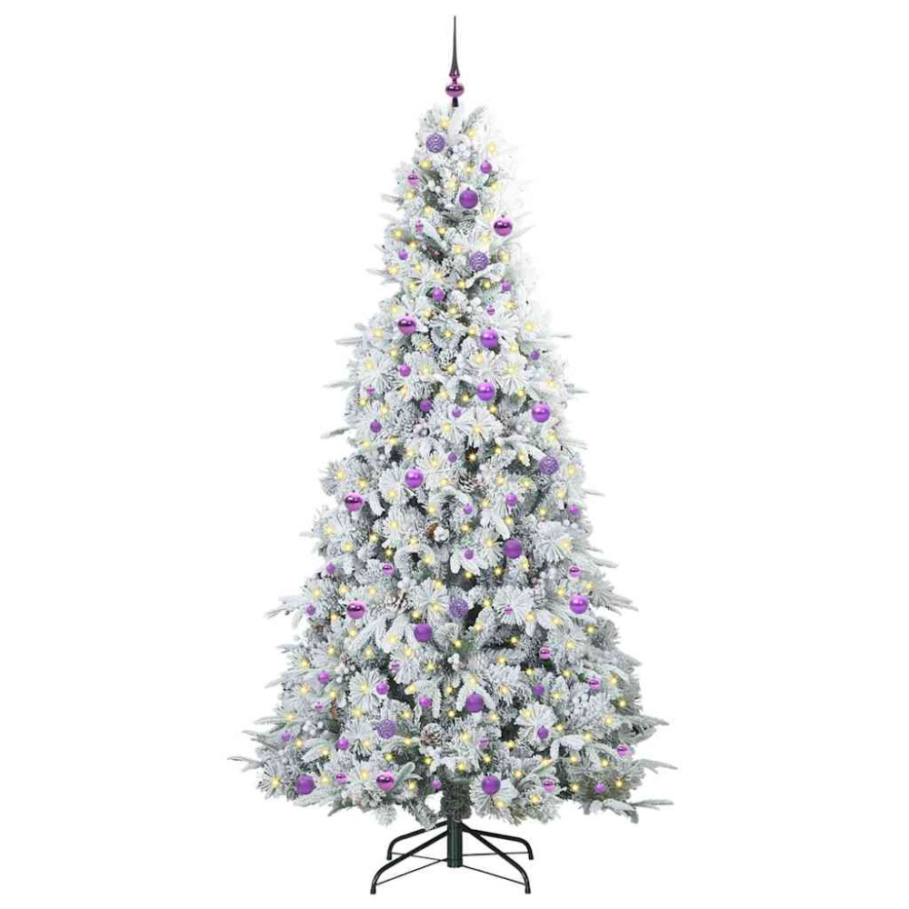 Produktbild för Plast Hingad Julgran med 300 LED-lampor Vit 240 cm PE och PVC