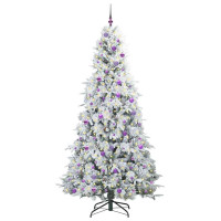 Produktbild för Plast Hingad Julgran med 300 LED-lampor Vit 240 cm PE och PVC