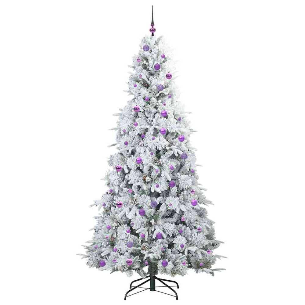 Produktbild för Plast Hingad Julgran med 300 LED-lampor Vit 240 cm PE och PVC