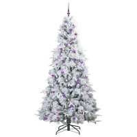 Produktbild för Plast Hingad Julgran med 300 LED-lampor Vit 240 cm PE och PVC
