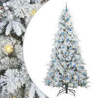 Produktbild för Plast Hingad Julgran med 300 LED-lampor Vit 240 cm PE och PVC