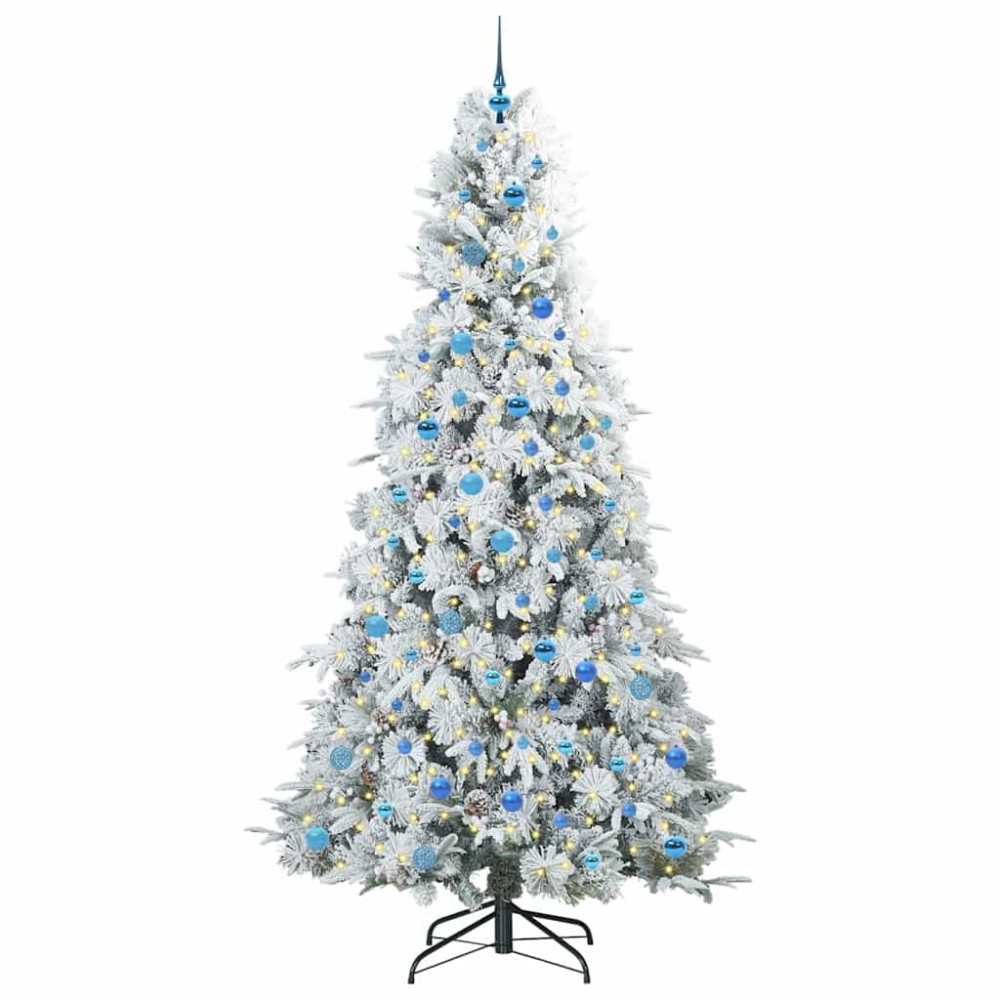 Produktbild för Plast Hingad Julgran med 300 LED-lampor Vit 240 cm PE och PVC