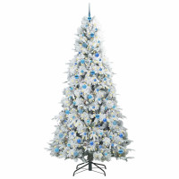 Produktbild för Plast Hingad Julgran med 300 LED-lampor Vit 240 cm PE och PVC