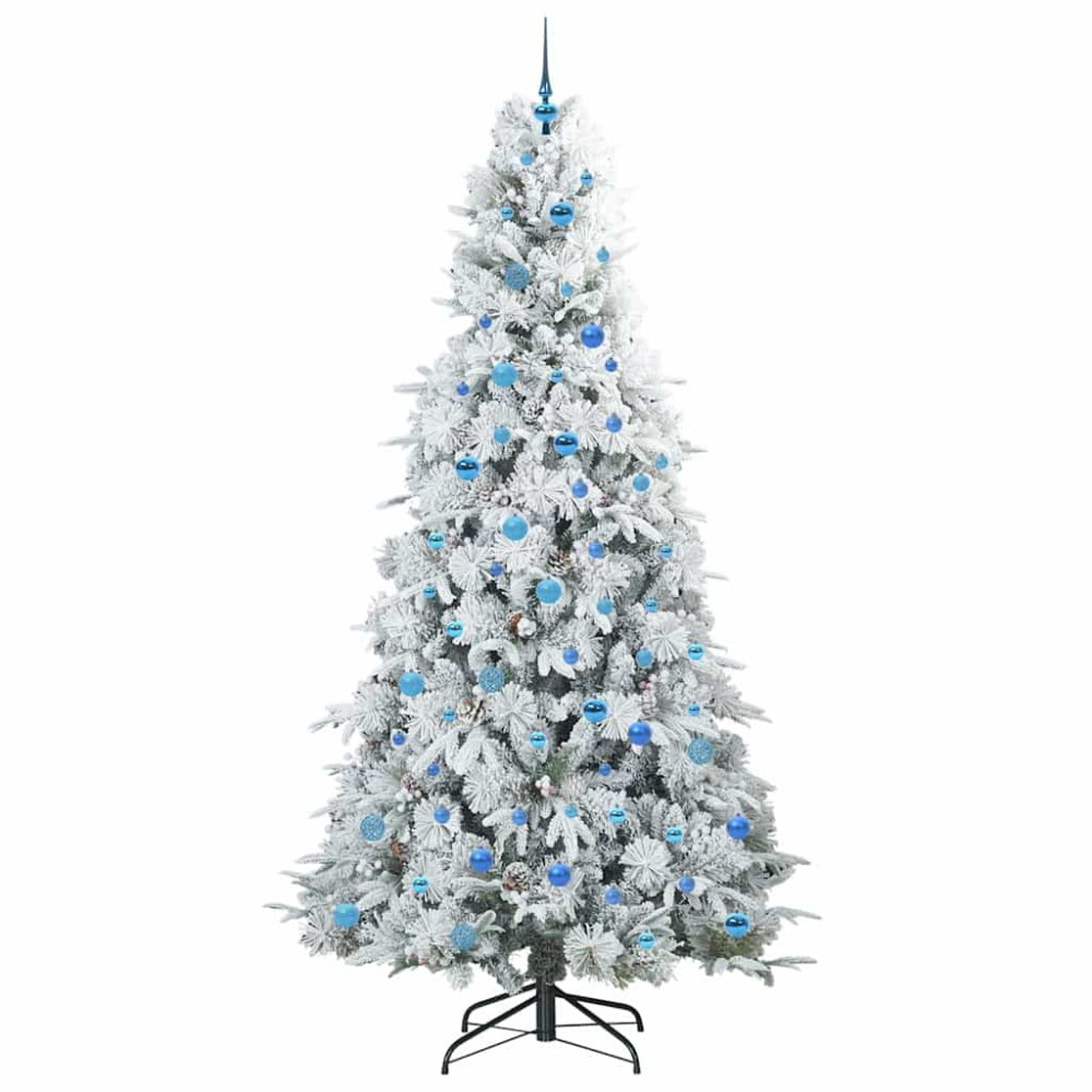Produktbild för Plast Hingad Julgran med 300 LED-lampor Vit 240 cm PE och PVC