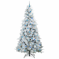 Produktbild för Plast Hingad Julgran med 300 LED-lampor Vit 240 cm PE och PVC