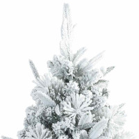 Produktbild för Konstgjord Vikbar Julgran Snö Flocked med stativ Vit 240 cm