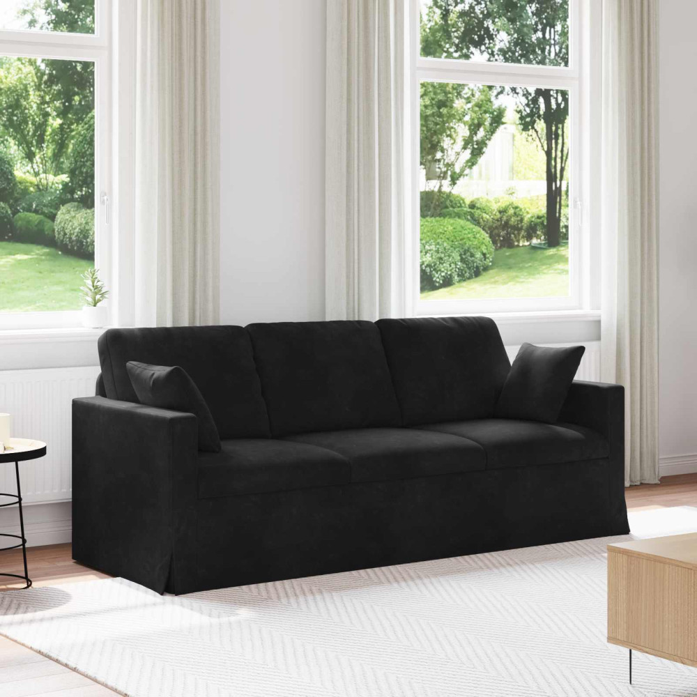 Produktbild för Soffa Svart 198 x 78 x 80 cm Sammet