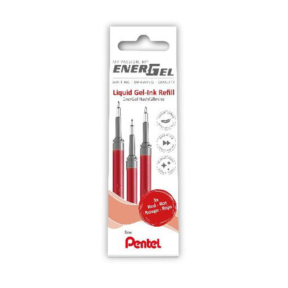 Produktbild för Refill PENTEL EnerGel needle röd 3/fp