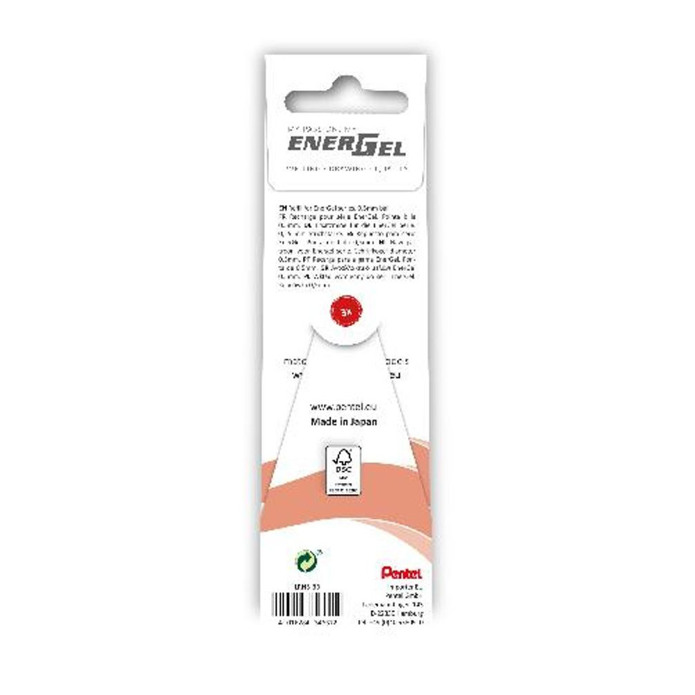 Produktbild för Refill PENTEL EnerGel needle röd 3/fp