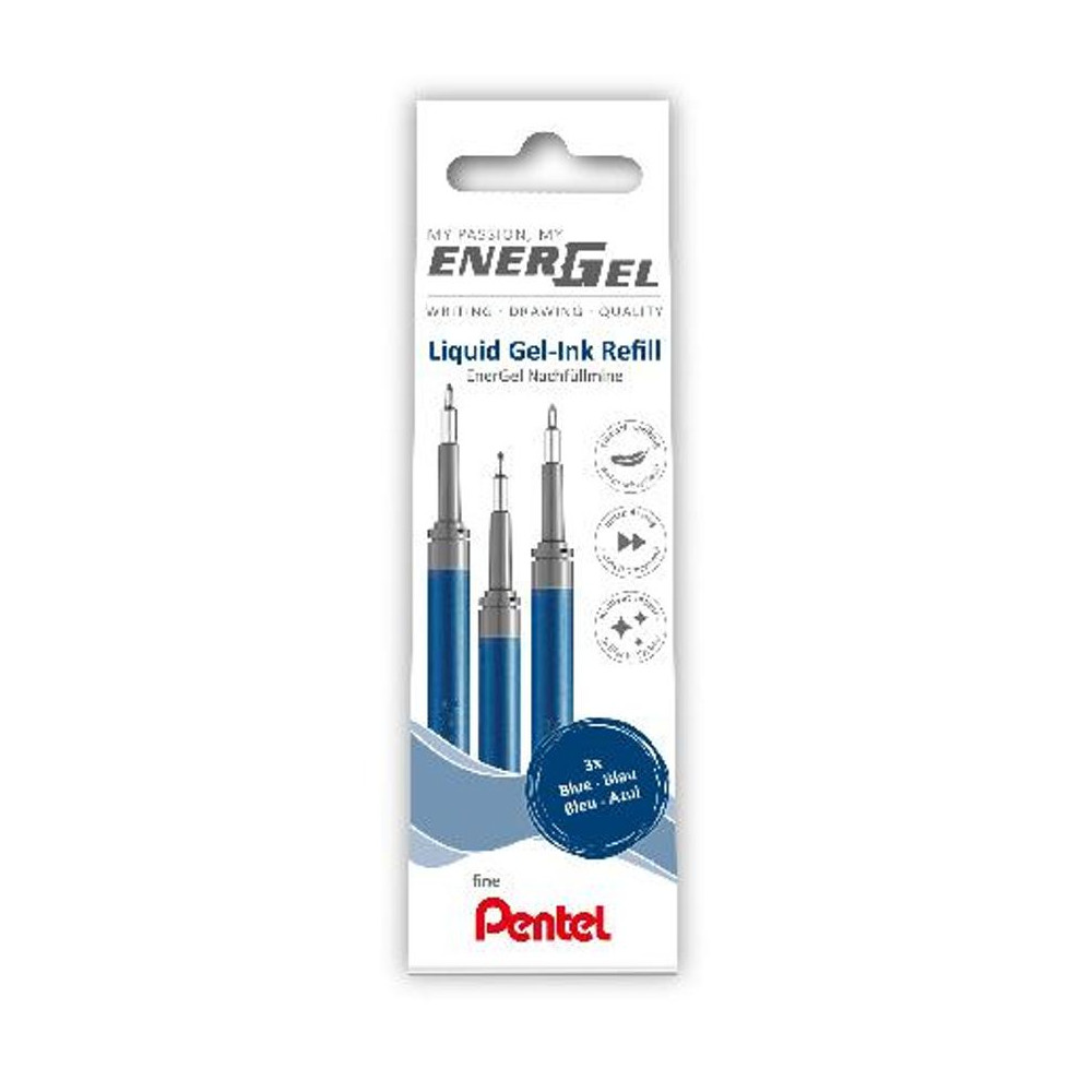 Produktbild för Refill PENTEL EnerGel needle blå 3/fp