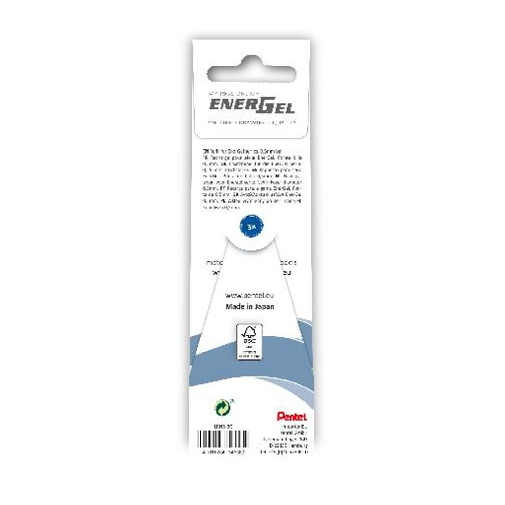 Produktbild för Refill PENTEL EnerGel needle blå 3/fp