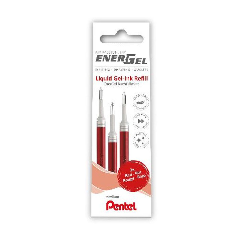 Produktbild för Refill PENTEL EnerGel LR7 0,7 röd 3/fp