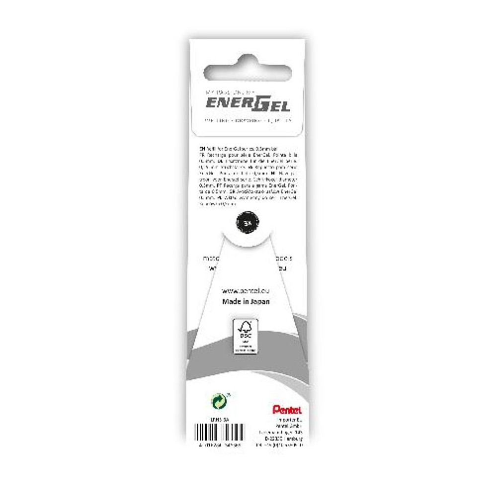 Produktbild för Refill PENTEL EnerGel needle svart 3/fp