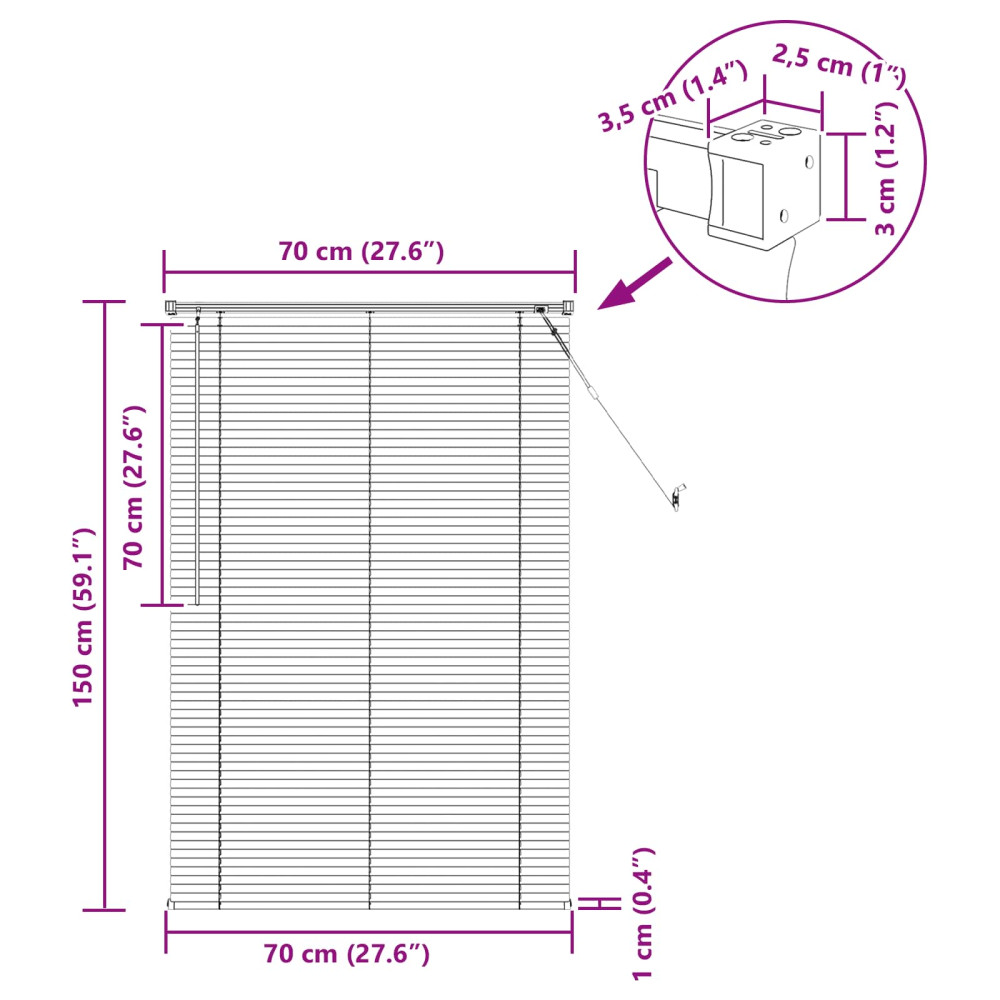 Produktbild för Persienn Silvergrå 150 x 70 cm 25 mm PVC