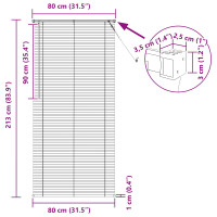 Produktbild för Persienn Silvergrå 213 x 80 cm 25 mm PVC