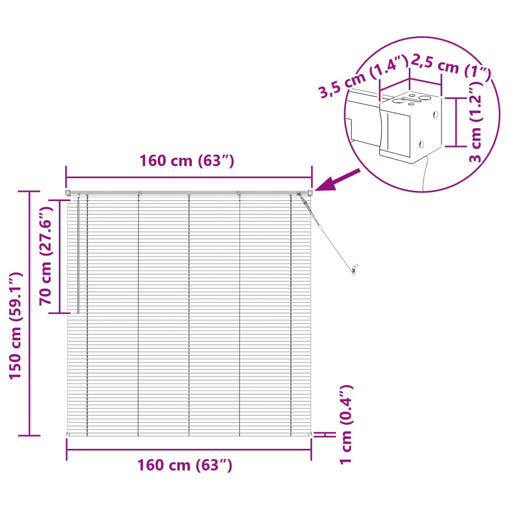 Produktbild för Persienn Vit 150 x 160 cm 25 mm PVC