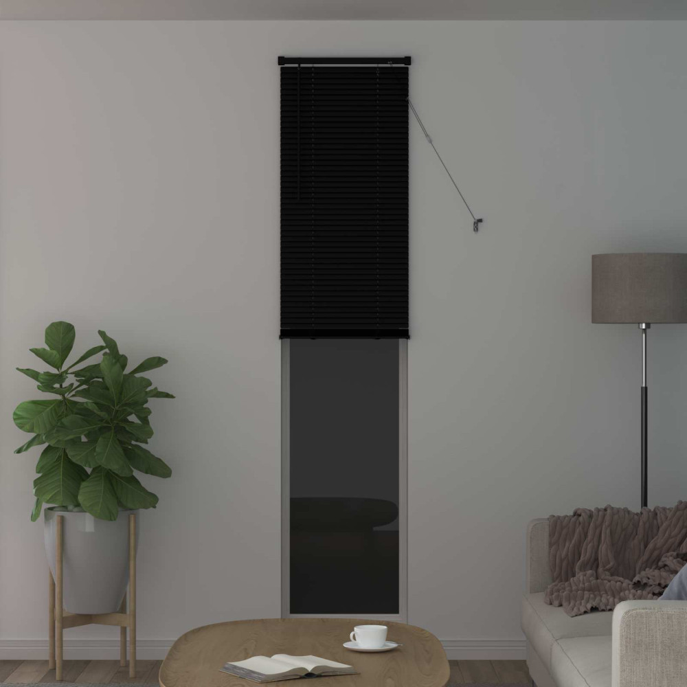 Produktbild för Persienn Svart 213 x 50 cm 25 mm PVC