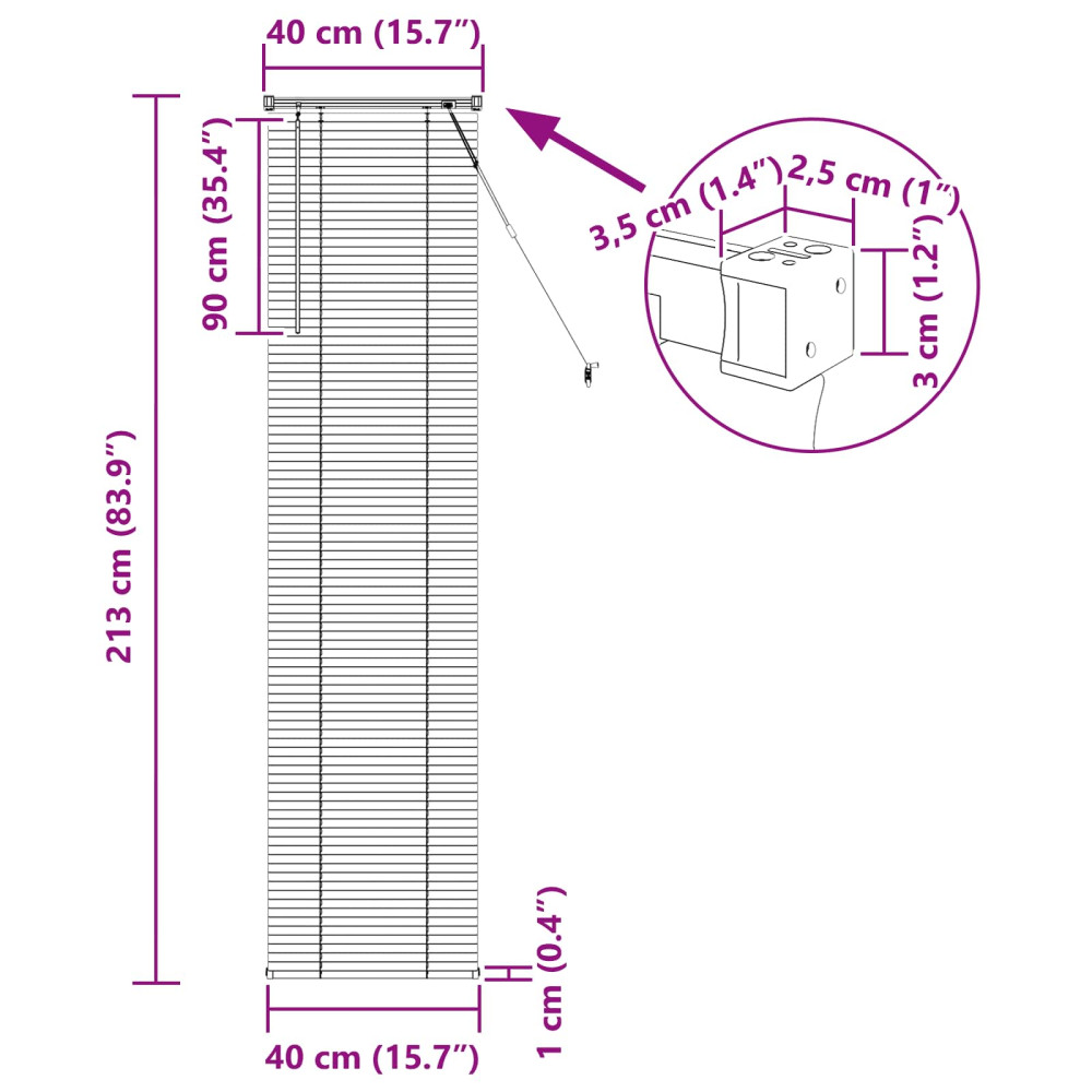 Produktbild för Persienn Ljusbrun med Mönster 213 x 40 cm 25 mm PVC