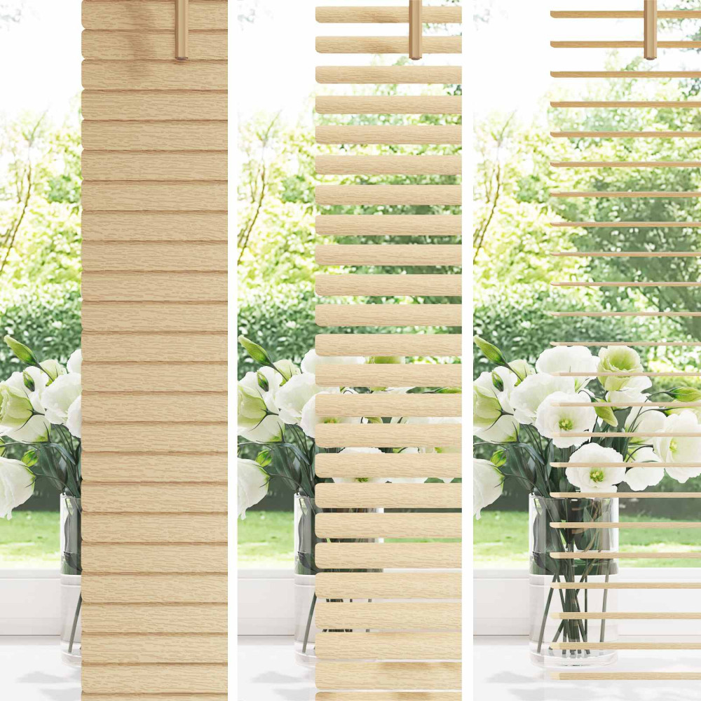 Produktbild för Persienn Ljusbrun med Mönster 213 x 120 cm 25 mm PVC