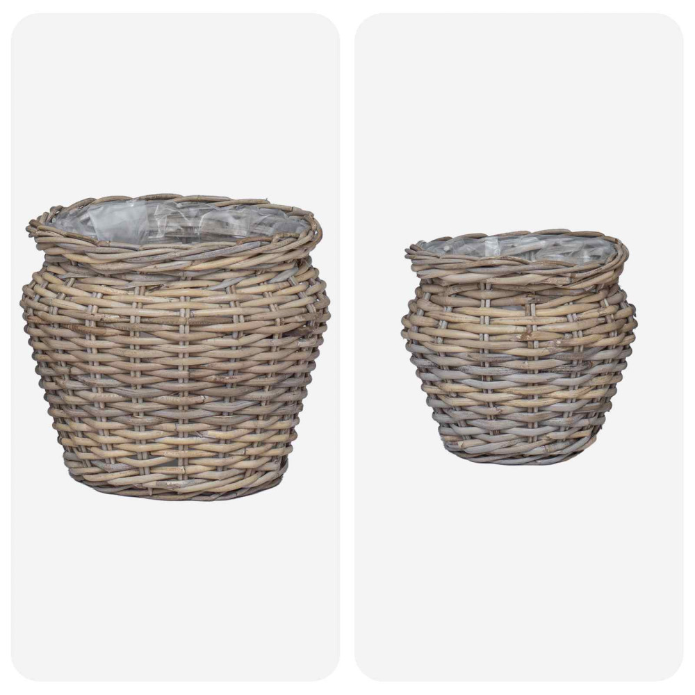 Produktbild för Planteringskorg med lagring 2 st Naturlig grå Lacak Rattan