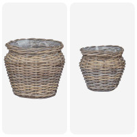 Produktbild för Planteringskorg med lagring 2 st Naturlig grå Lacak Rattan
