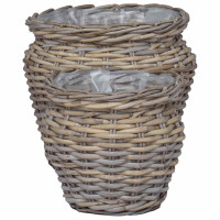 Produktbild för Planteringskorg med lagring 2 st Naturlig grå Lacak Rattan