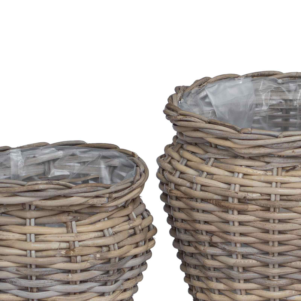 Produktbild för Planteringskorg med lagring 2 st Naturlig grå Lacak Rattan